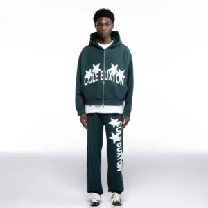 Cole Buxton 4 Star Zipped Tracksuit Forest Green