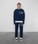 Navy Cole Buxton CB Logo Knit Tracksuit