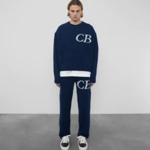 Navy Cole Buxton CB Logo Knit Tracksuit